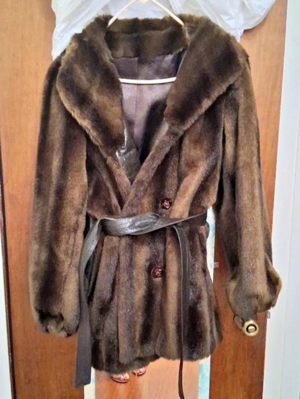 Brown Faux Fur Coat Size Medium